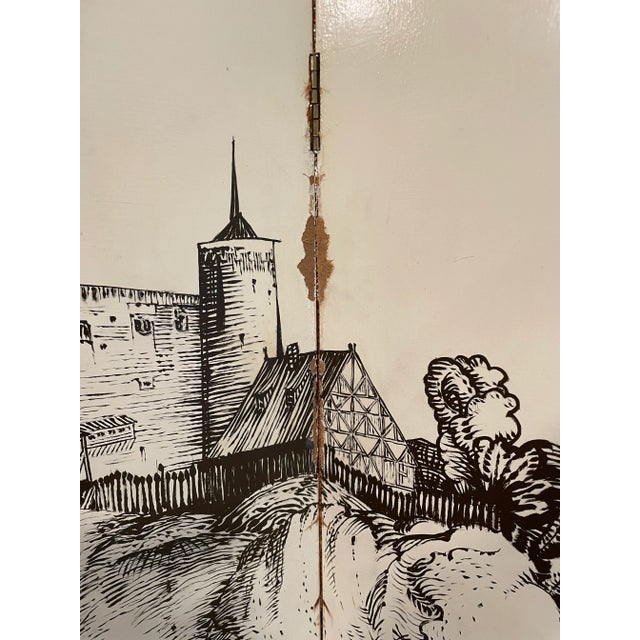 1980s Vintage Hand Painted Dressing Screen For Sale In Boston - Image 6 of 10