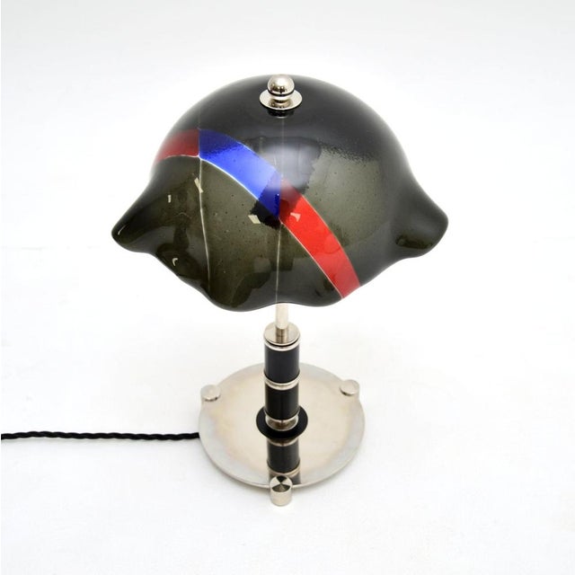 Vintage Swedish Glass and Chrome Table Lamp, 1970s For Sale - Image 4 of 10