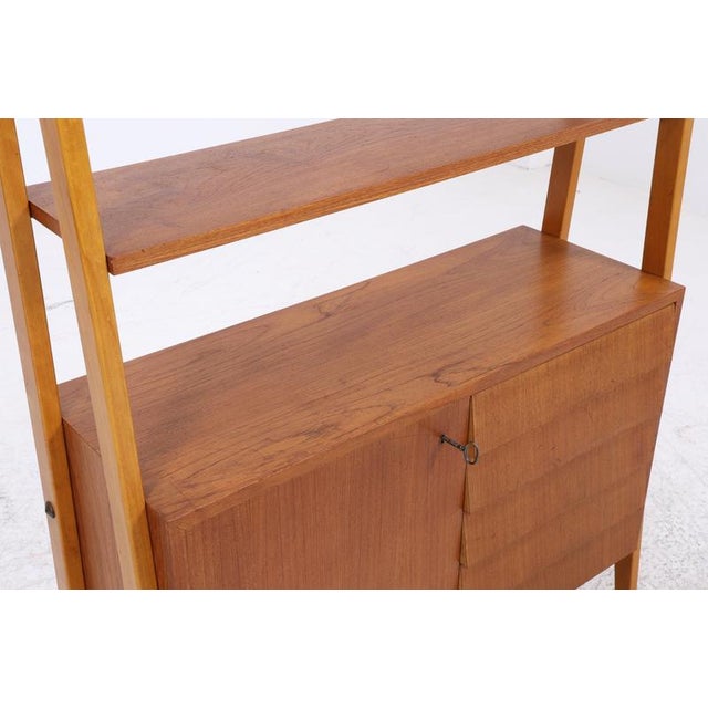Wood Mid-Century Teak Bookshelf with 5 Drawers and Door For Sale - Image 7 of 18