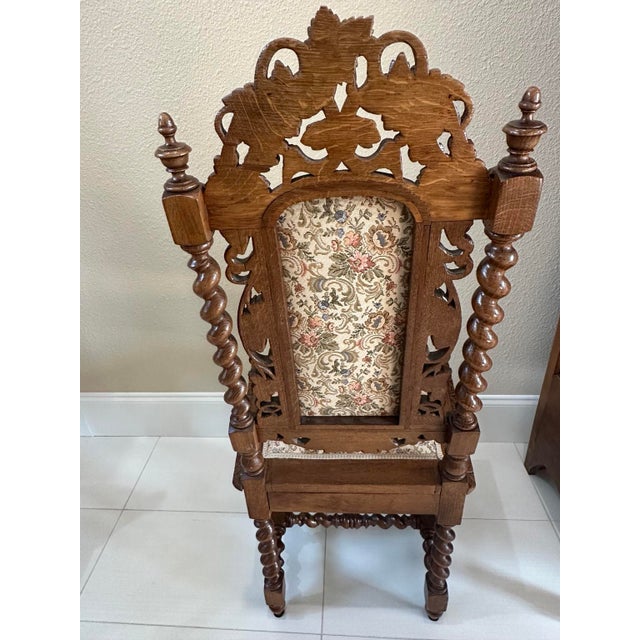 Mid 19th Century Circa 1860 French Louis XIII Hunting Style Carved Oak Chairs, Set of 6 For Sale - Image 5 of 15