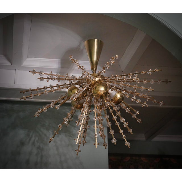 Murano Art Glass and Brass Transparent Pendant Light, 1990 For Sale - Image 10 of 12