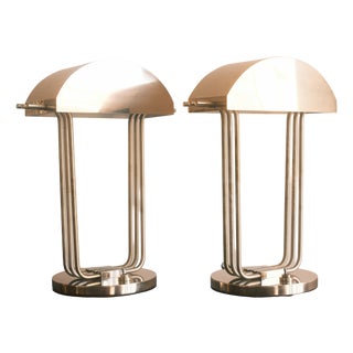 Architectural Table Lamps in the style of Marcel Breuer, France, 1970s, Set of 2 For Sale