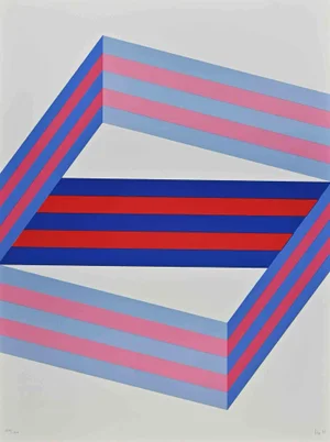 Renato Livi, Striped Composition, Lithograph, 1970s