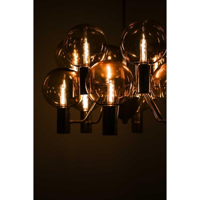 Gold Scandinavian Modern Ceiling Lamp in Brass and Glass by Hans-Agne Jakobsson, 1960s For Sale - Image 8 of 12