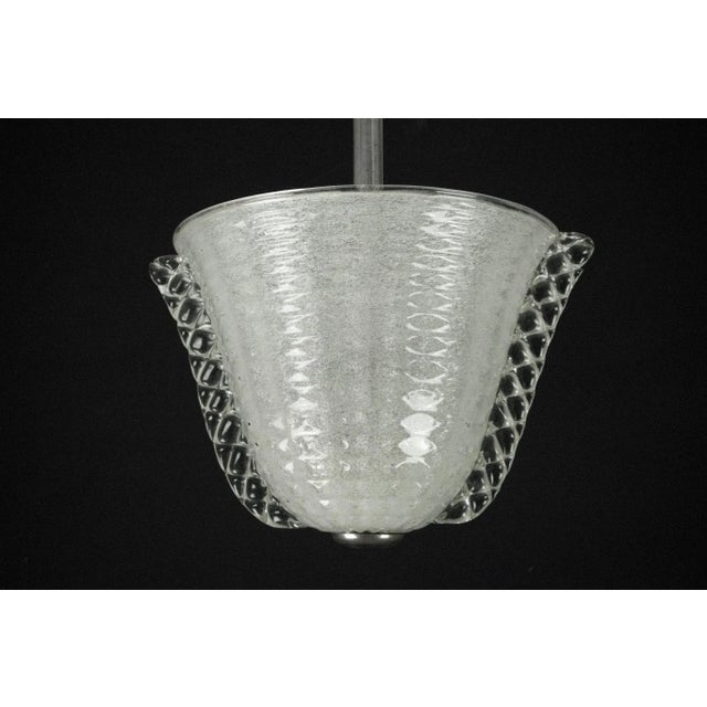 White Art Deco Pendant in Pulegoso Murano Glass by Ercole Barovier, 1940s For Sale - Image 8 of 18