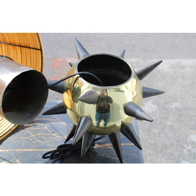 Beige Italian Table Lamps in Brass, Metal & Bamboo, 1950s, Set of 2 For Sale - Image 8 of 17