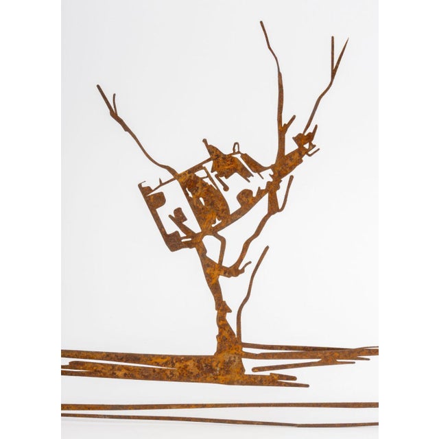 John Kelly (English, b. 1965) "Cow Up a Tree" Rust Patinated Steel Sculpture, together with Stoney Road Press folio....