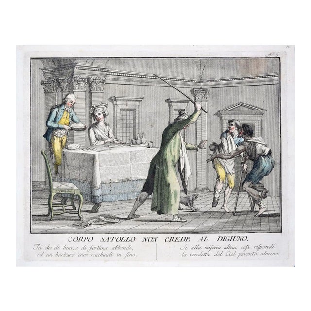 Corpo Satollo on Crede al Digiuno - Hand Colored Etching by C. Lasinio - 1788 1788 For Sale