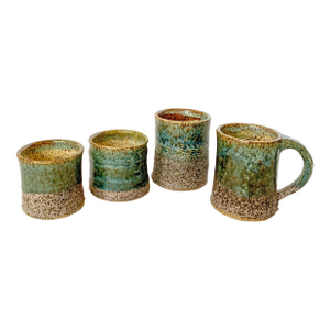 Artisan Speckled Studio Pottery Mugs - Set of 4