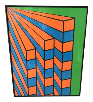 1968 "Iron Butterfly" Geometric Pop Art Screen Print by Nicholas Krushenick, Framed