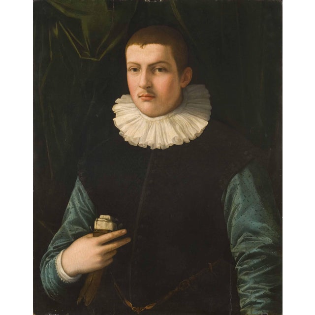 Francesco Traballesi, Portrait of a Young Man with a Glove, 1800s, Oil on Board For Sale