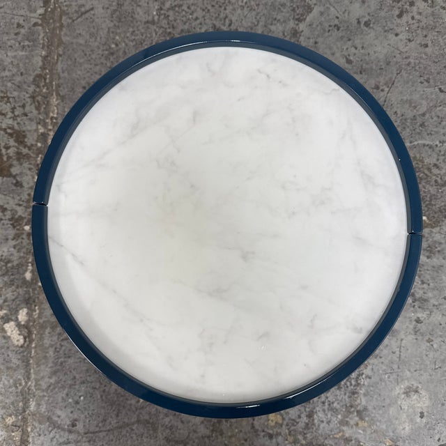 Stone Pianca Dedalo Module Nightstand, Petrol Blue + Calcatta Marble For Sale - Image 7 of 12