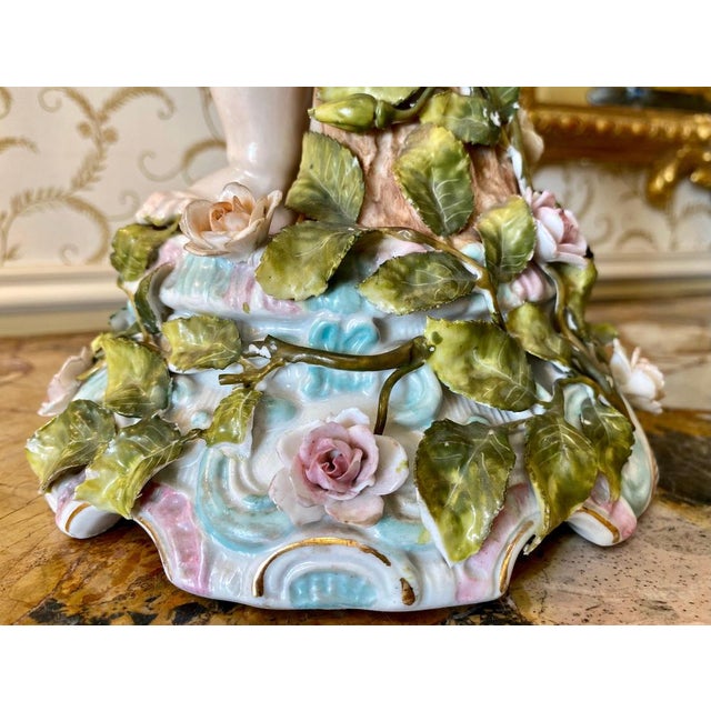 Venus & Cupid Porcelain Candlesticks from Sitzendorf, 19th Century, Set of 2 For Sale - Image 12 of 18
