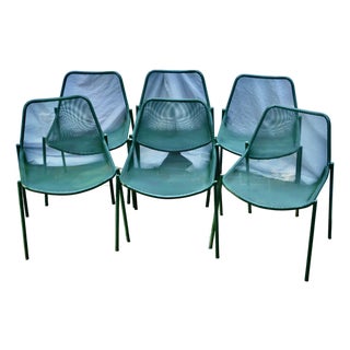 Italian Steel Tube & Mesh Indoor Outdoor Chairs Designed by Christophe Pillet - Set of 6, Attributed For Sale