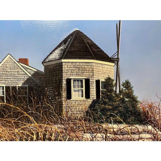 1980s Original Linda Stanton Moore Hyannisport Hypo Realism Winter Oil Painting Canvas For Sale - Image 14 of 15