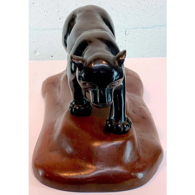Mid 20th Century French Modern Carved Wood Sculpture of Black Panther/ Jaguar For Sale - Image 11 of 13