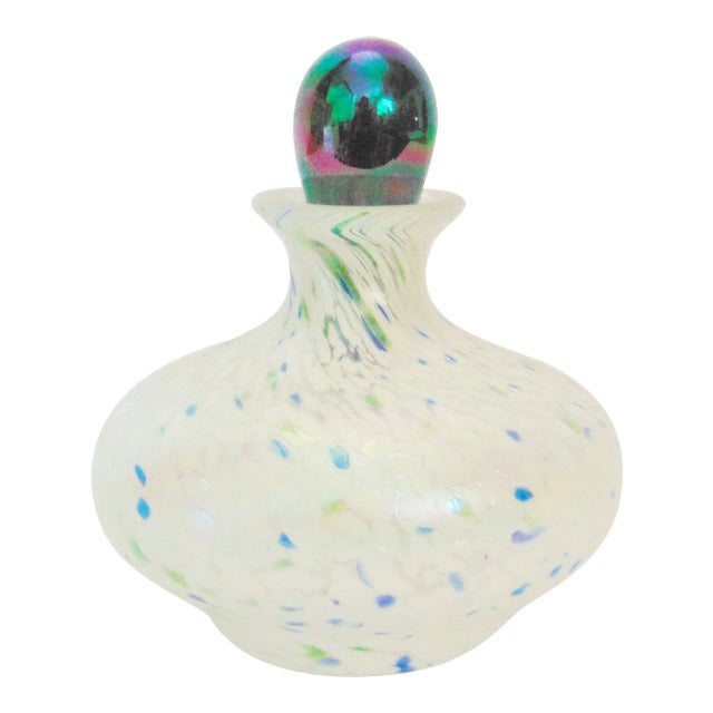 Art Glass Perfume Bottle W/ Iridescent Stopper For Sale
