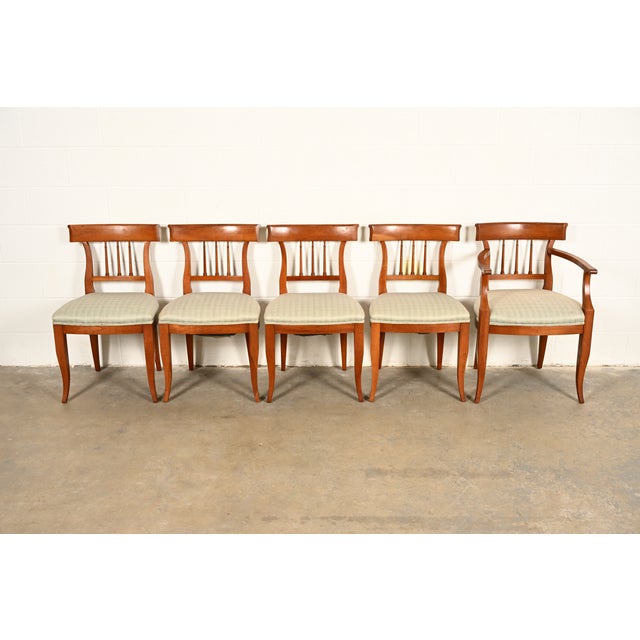 Neoclassical Kindel Furniture Regency Solid Cherry Wood Klismos Dining Chairs, Set of Five For Sale - Image 3 of 15