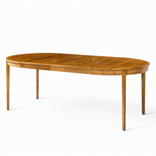 Edward Wormley for Dunbar Mid Century Walnut Expanding Dining Table With 4 Leaves For Sale - Image 14 of 18