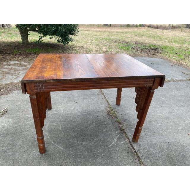 Antique Oak Jacobean Revival Dining Table | Carved English Farmhouse Table For Sale - Image 6 of 6