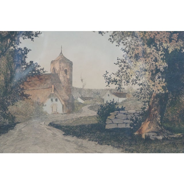 Late 19th Century Antique Ernest C Rost a Bend in the River Colored Landscape Etching 40" For Sale - Image 6 of 15