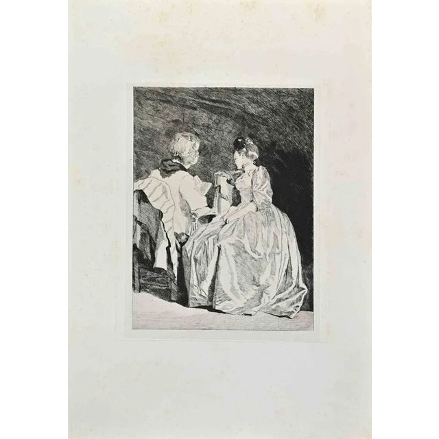 Conversation is an artwork realized by Jules de Goncourt in the mid-19th Century. Etching. Good conditions. Realized for...