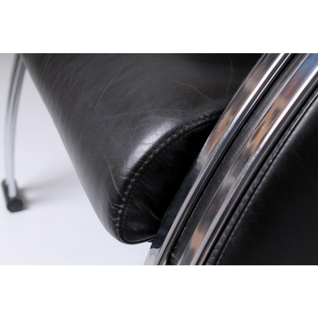 Postmodern Black and Chrome Leather Easy Chair by Young, 1980s For Sale - Image 13 of 18