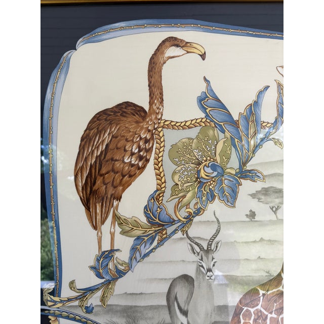 1980s Framed Salvatore Ferragamo Vintage Safari Silk Scarf, Circa 1990s For Sale - Image 5 of 7