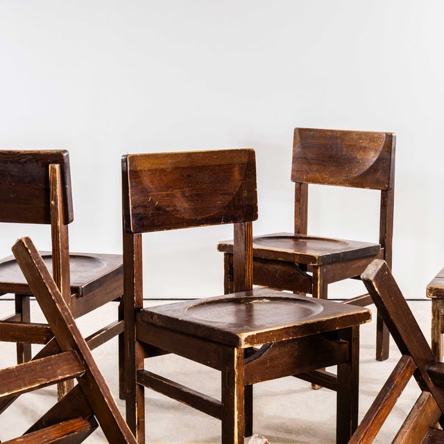 Mid-Century Pitch Pine Cube Dining Chairs, 1950s, Set of 4 For Sale - Image 9 of 9