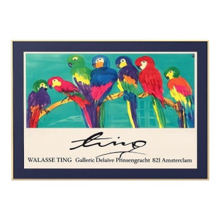 1983 Walasse Ting Colorful Pop Art Parrot Exhibition Poster – Galerie Delaive Amsterdam For Sale
