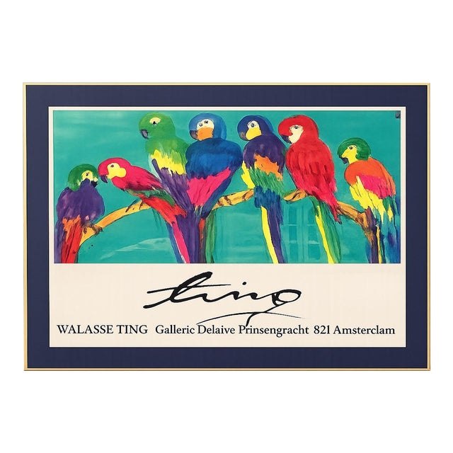 1983 Walasse Ting Colorful Pop Art Parrot Exhibition Poster – Galerie Delaive Amsterdam For Sale