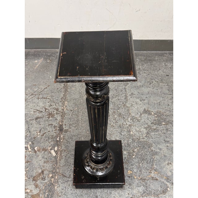 Vintage Wood Distressed Pedestal Table For Sale - Image 4 of 12