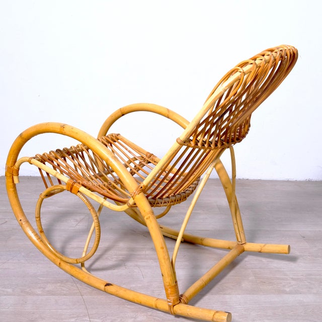 Bamboo Rocking Chair, 1970s For Sale - Image 12 of 16