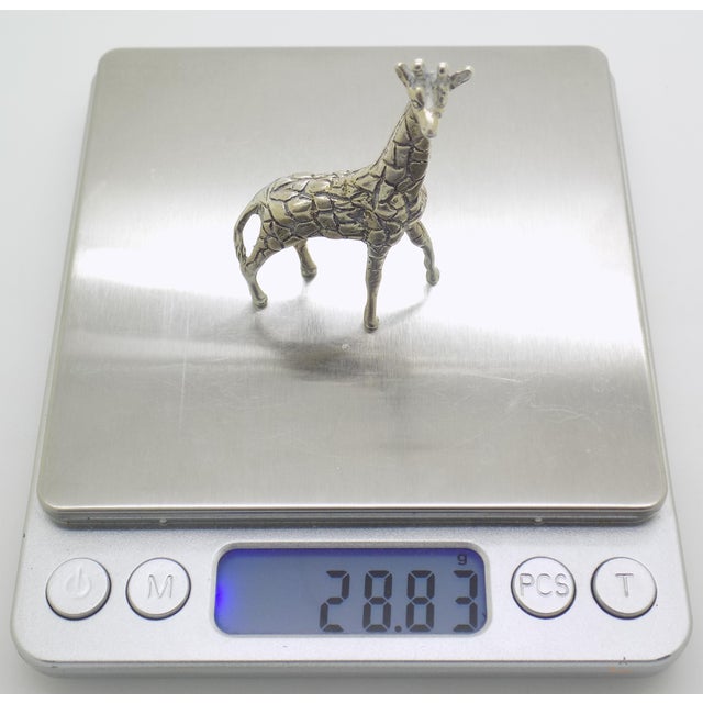 Silver Vintage Italian Handmade Genuine Silver Giraffe Figurine Large Miniature Vicenza 800 Continental Silver Animal Sculpture Cabinet Curiosity For Sale - Image 8 of 9