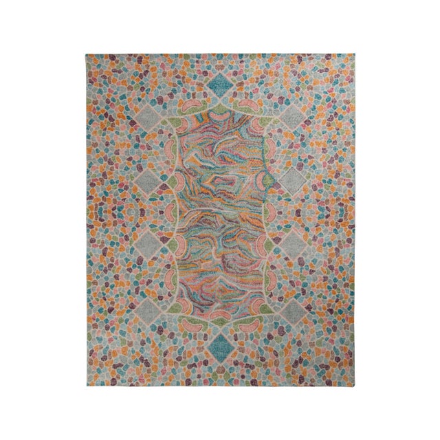 Textile Rug & Kilim’s Distressed Style Modern Rug in Blue Geometric Pattern For Sale - Image 7 of 7
