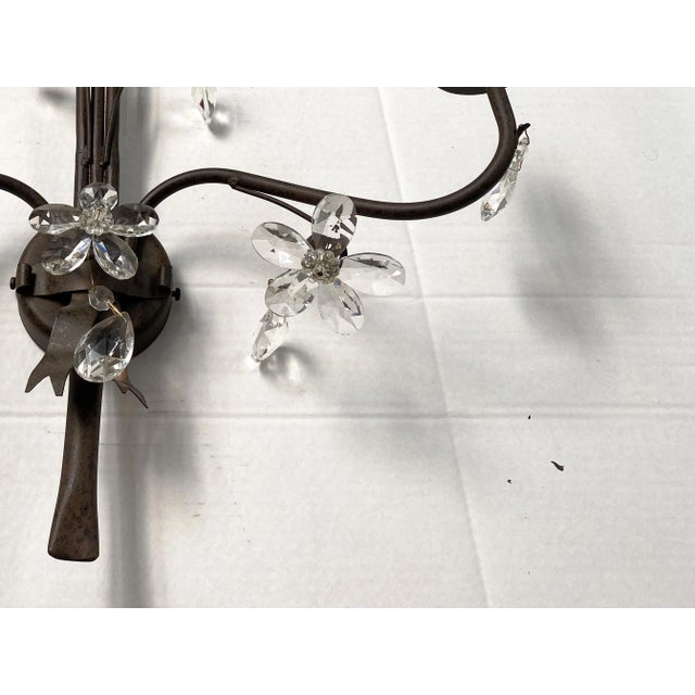 Contemporary Contemporary Rush and Crystal Flowers Wall Lamp For Sale - Image 3 of 9