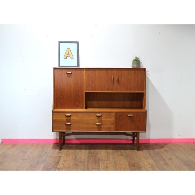 Mid-Century Modern 1960s Mid Century Modern Vintage Teak Tall Credenza Buffet Sideboard in the Style of G Plan Danish Style For Sale - Image 3 of 13
