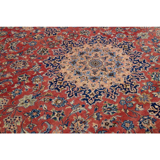 Vintage Persian Isfahan Red Wool Rug With Rosette Motif For Sale - Image 9 of 10