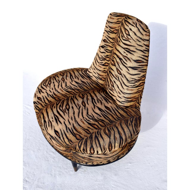 Mid Century Modern Slipper Chair in Tigre Upholstery For Sale - Image 9 of 9