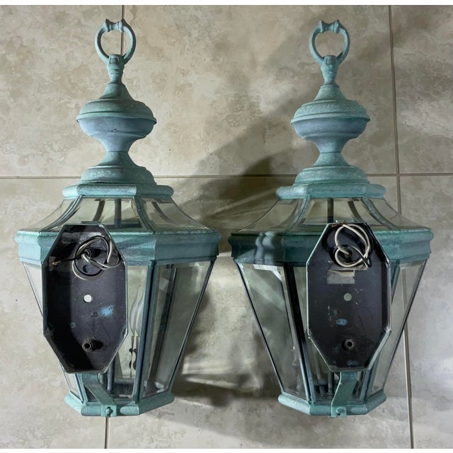 Green Pair of Vintage Solid Brass Wall Hanging For Sale - Image 8 of 12