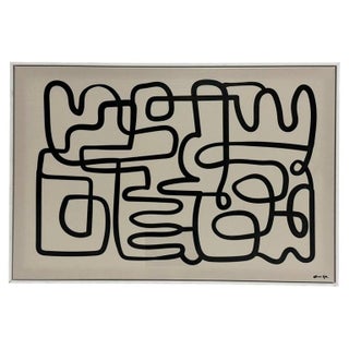 Oliver Gal Abstract Line Art Painting Framed Acrylic Canvas Miami Pop Art For Sale
