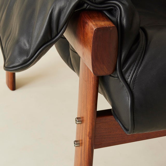 Percival Lafer "Mp-41" Leather and Rosewood Chair in Black Leather, 1960's For Sale - Image 11 of 12