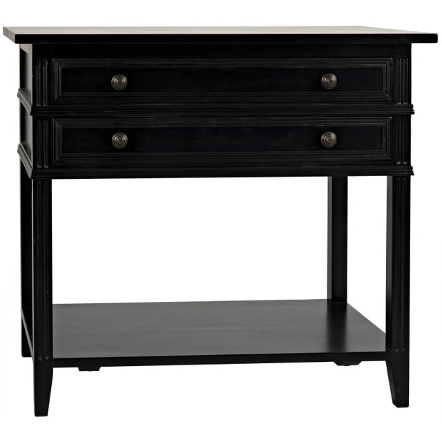 NOIR Colonial 2-Drawer Side Table in Distressed Black For Sale - Image 9 of 9