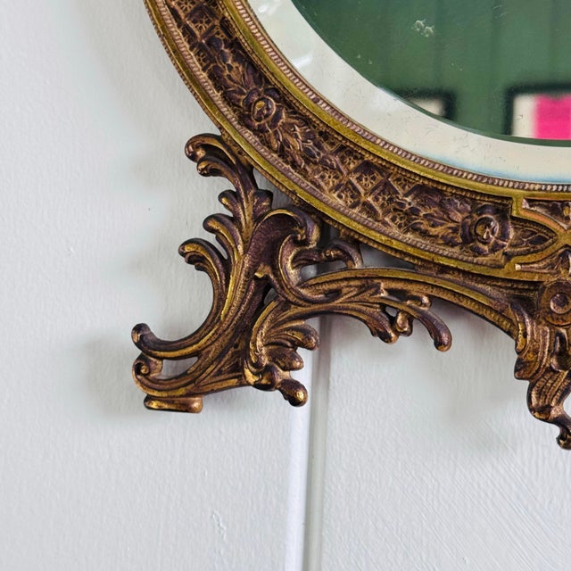 1900 - 1909 Art Nouveau Brass Wall Mirror by Bradley & Hubbard, Early 20th C. For Sale - Image 5 of 11
