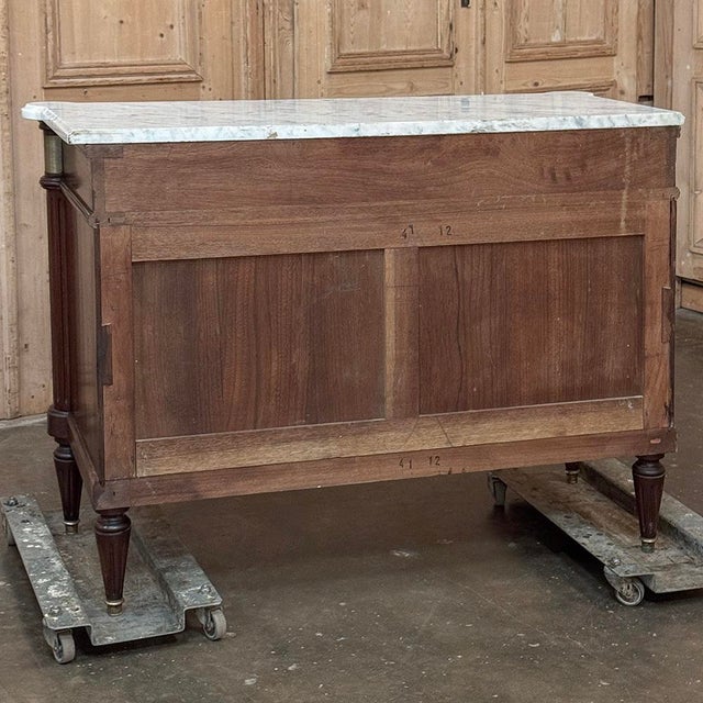 French Louis XVI Mahogany Commode With Carrara Marble Top For Sale - Image 17 of 17