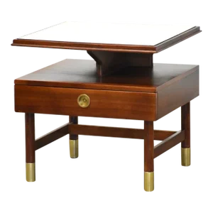 1960s Renzo Rutili Walnut and Brass Nightstand