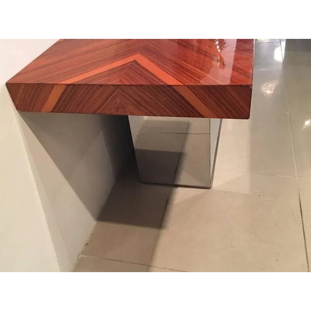 Milo Baughman Chrome & Rosewood Console Table For Sale In West Palm - Image 6 of 9