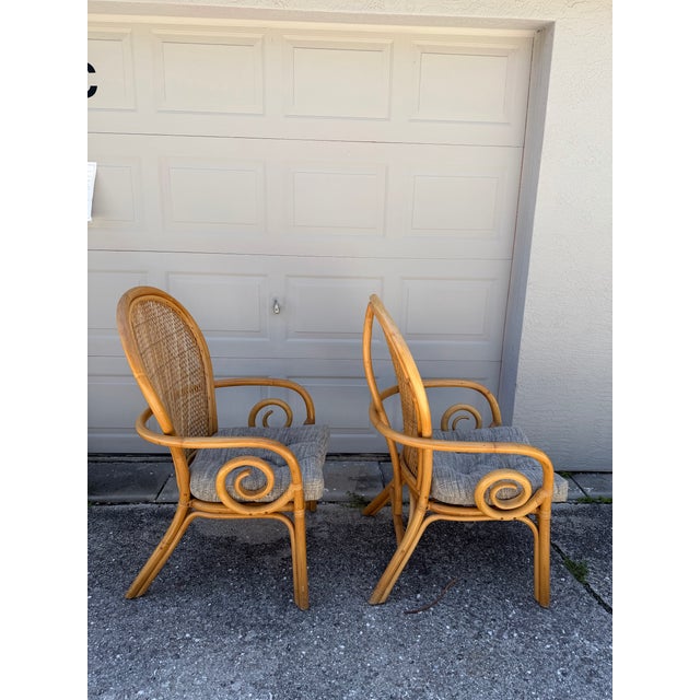 Beige Pair of Vintage Bentwood Rattan & Wicker Armchairs With Spiral Arms, 1970s For Sale - Image 8 of 9