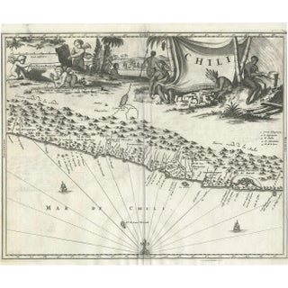 Antique Map of Chile by Montanus, 1671 For Sale