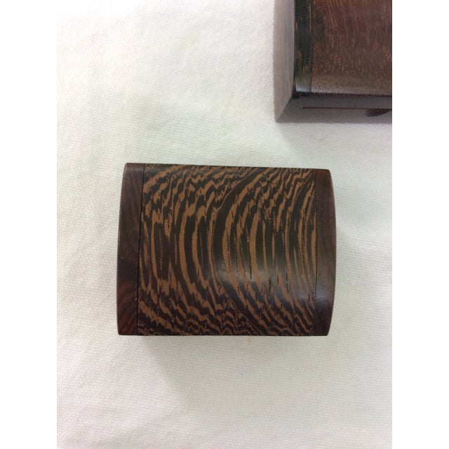 Pair of wooden Miniture boxes. Signed by craftsman.